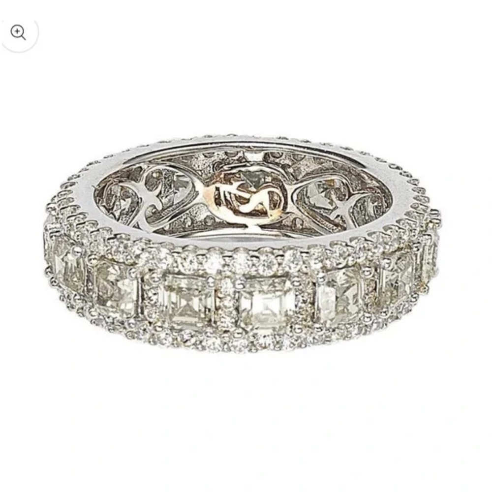 Elegant Silver and Gold cubic zirconia eternity  Band